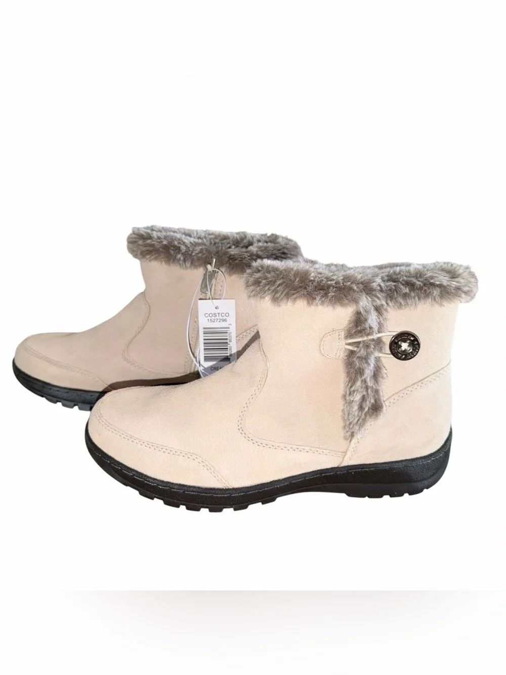 Khombu Iris Winter Snow Boots Womens 9 Cream Faux Fur Waterproof Ankle NWT - Picture 5 of 8